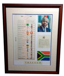 Nelson Mandela Framed Original Election Ballot